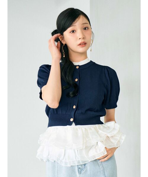 MERCURYDUO(マーキュリーデュオ)の「異素材ペプラムニット(ニット/セーター・レディース・イエロー/アイボリー/ネイビー・FREE)」の12枚目の写真