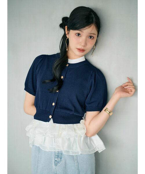 MERCURYDUO(マーキュリーデュオ)の「異素材ペプラムニット(ニット/セーター・レディース・イエロー/アイボリー/ネイビー・FREE)」の13枚目の写真