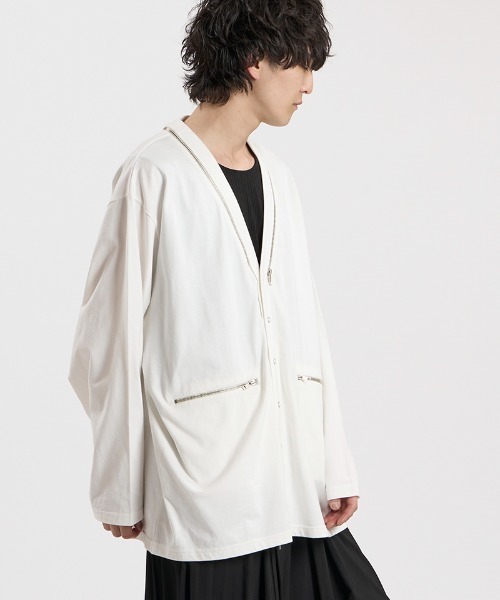 NO ID.(ノーアイディ)の「mcg3864-Edge line-C-D カーディガン(459006-542T)(カーディガン/ボレロ・メンズ・ホワイト/グレー/ブラック・ONE SIZE)」の9枚目の写真