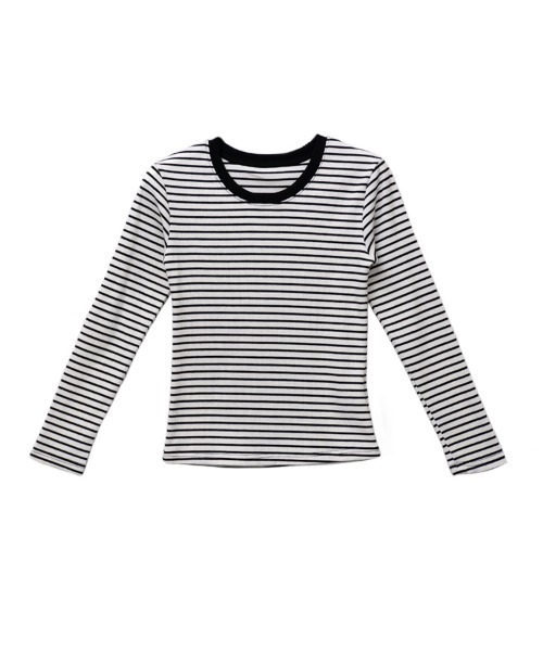 CLOTHY(クロシィ)の「【一枚でサマになる着映えアイテム】リブテレコ ボーダー トップス ロンT 秋服(Tシャツ/カットソー・レディース・アイボリー/オフホワイト/ブラウン系/ピンク系/グレー系/ブルー系・FREE)」の13枚目の写真