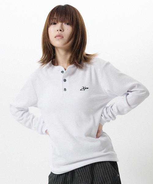 MSG(エムエスジー)の「ワンポイントヘンリーネックリブカットソー 長袖(Tシャツ/カットソー・メンズ・杢グレー/ブラック系/ブラック/ホワイト・S/M/L/XL)」の7枚目の写真