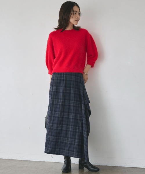 Doux archives(ドゥアルシーヴ)の「コンパクトシャギーニットプルオーバー(ニット/セーター・レディース・レッド/アイボリー/グリーン系その他・FREE)」の6枚目の写真