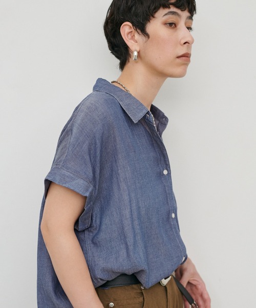 LARUTA(ラルータ)の「【LARUTA】コットンボイルシアーデニム半袖シャツ(シャツ/ブラウス・レディース・ブルー/ブラック/サックスブルー・MEDIUM)」の17枚目の写真