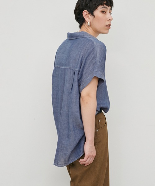 LARUTA(ラルータ)の「【LARUTA】コットンボイルシアーデニム半袖シャツ(シャツ/ブラウス・レディース・ブルー/ブラック/サックスブルー・MEDIUM)」の21枚目の写真