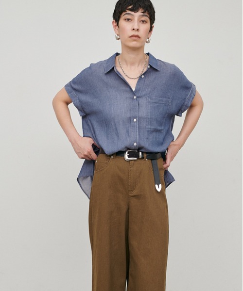 LARUTA(ラルータ)の「【LARUTA】コットンボイルシアーデニム半袖シャツ(シャツ/ブラウス・レディース・ブルー/ブラック/サックスブルー・MEDIUM)」の19枚目の写真