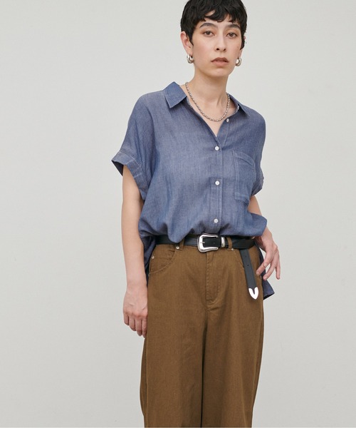 LARUTA(ラルータ)の「【LARUTA】コットンボイルシアーデニム半袖シャツ(シャツ/ブラウス・レディース・ブルー/ブラック/サックスブルー・MEDIUM)」の20枚目の写真