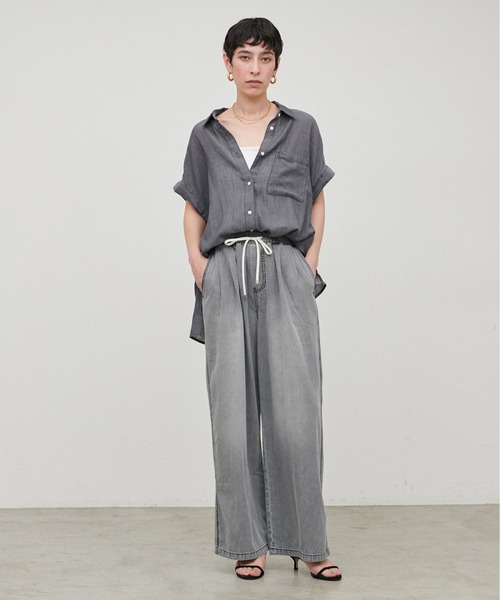 LARUTA(ラルータ)の「【LARUTA】コットンボイルシアーデニム半袖シャツ(シャツ/ブラウス・レディース・ブルー/ブラック/サックスブルー・MEDIUM)」の10枚目の写真