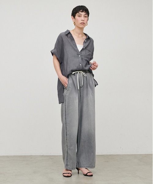 LARUTA(ラルータ)の「【LARUTA】コットンボイルシアーデニム半袖シャツ(シャツ/ブラウス・レディース・ブルー/ブラック/サックスブルー・MEDIUM)」の11枚目の写真