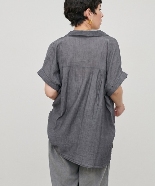 LARUTA(ラルータ)の「【LARUTA】コットンボイルシアーデニム半袖シャツ(シャツ/ブラウス・レディース・ブルー/ブラック/サックスブルー・MEDIUM)」の8枚目の写真