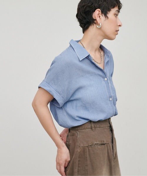 LARUTA(ラルータ)の「【LARUTA】コットンボイルシアーデニム半袖シャツ(シャツ/ブラウス・レディース・ブルー/ブラック/サックスブルー・MEDIUM)」の15枚目の写真