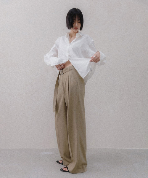 MEMUA（メムア）の「リファインドベルトワイドスラックス（スラックス・レディース・ブラック/ベージュ・SMALL/MEDIUM/LARGE）」の3枚目の写真