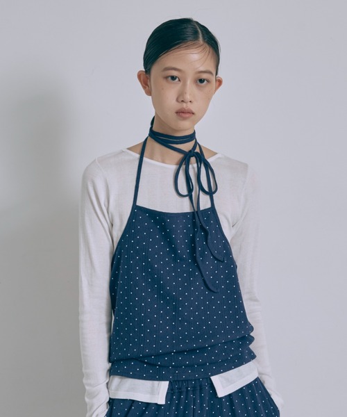 EN NEUME（エンノイム）の「Powder Dot Halter Cami（Tシャツ/カットソー・レディース・ネイビー/イエロー/ブルー/オフホワイト・FREE）」の2枚目の写真