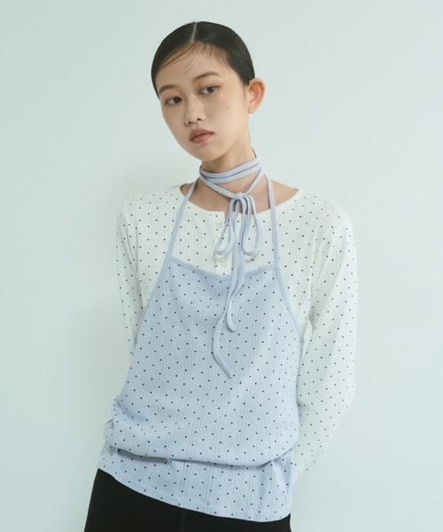 EN NEUME（エンノイム）の「Powder Dot Halter Cami（Tシャツ/カットソー・レディース・ネイビー/イエロー/ブルー/オフホワイト・FREE）」の3枚目の写真