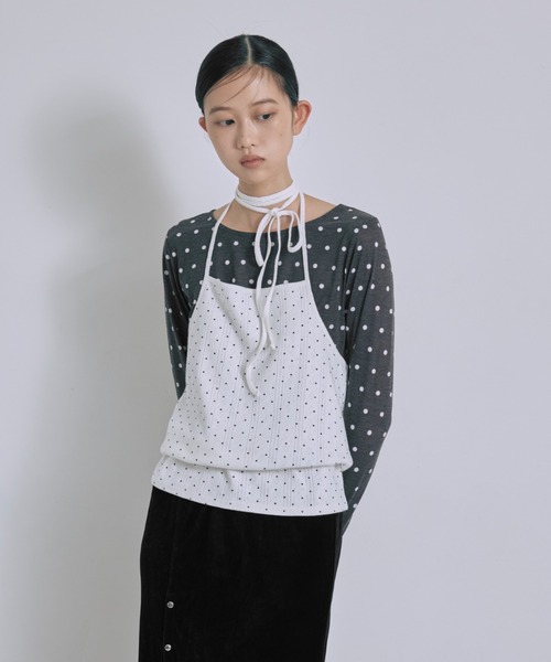 EN NEUME（エンノイム）の「Powder Dot Halter Cami（Tシャツ/カットソー・レディース・ネイビー/イエロー/ブルー/オフホワイト・FREE）」の20枚目の写真