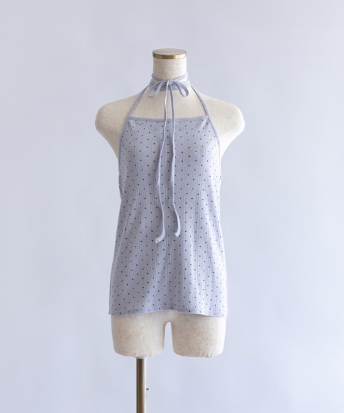 EN NEUME（エンノイム）の「Powder Dot Halter Cami（Tシャツ/カットソー・レディース・ネイビー/イエロー/ブルー/オフホワイト・FREE）」の8枚目の写真