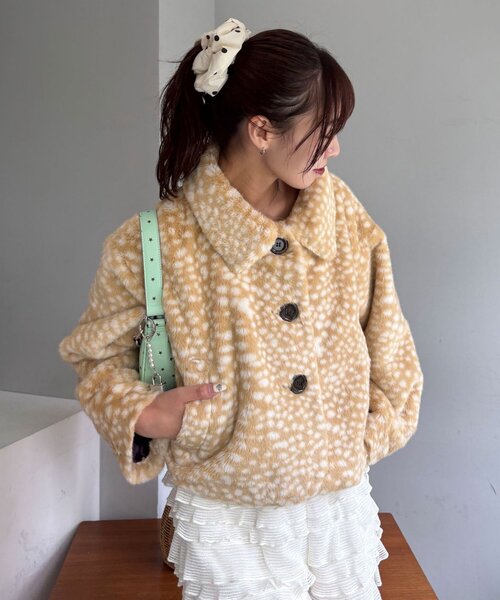 CIAOPANIC(チャオパニック)の「【2サイズ展開】アソートバンビ柄ファージャケット(ブルゾン・レディース・ブラウン/ベージュ系その他/ブラウン系その他/キャメル/ベージュ・1/0)」の10枚目の写真