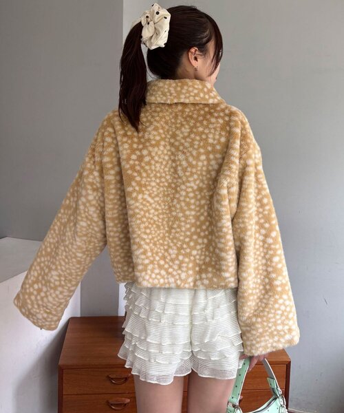 CIAOPANIC(チャオパニック)の「【2サイズ展開】アソートバンビ柄ファージャケット(ブルゾン・レディース・ブラウン/ベージュ系その他/ブラウン系その他/キャメル/ベージュ・1/0)」の13枚目の写真
