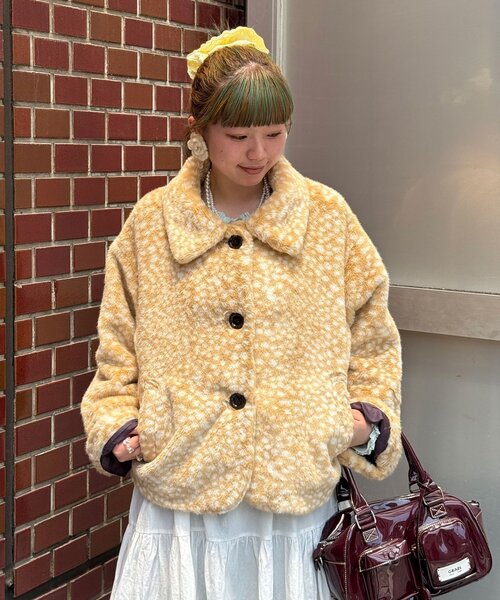 CIAOPANIC(チャオパニック)の「【2サイズ展開】アソートバンビ柄ファージャケット(ブルゾン・レディース・ブラウン/ベージュ系その他/ブラウン系その他/キャメル/ベージュ・1/0)」の17枚目の写真
