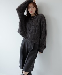 モールフェザー透かし編みニット