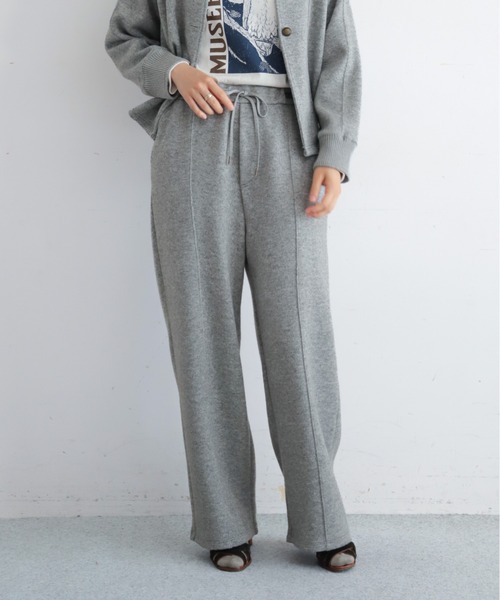 NOMBRE IMPAIR(ノンブルアンペール)の「ダブルフェイスカット リブボーダーパンツ(その他パンツ・レディース・グレー/チャコールグレー・FREE)」の2枚目の写真