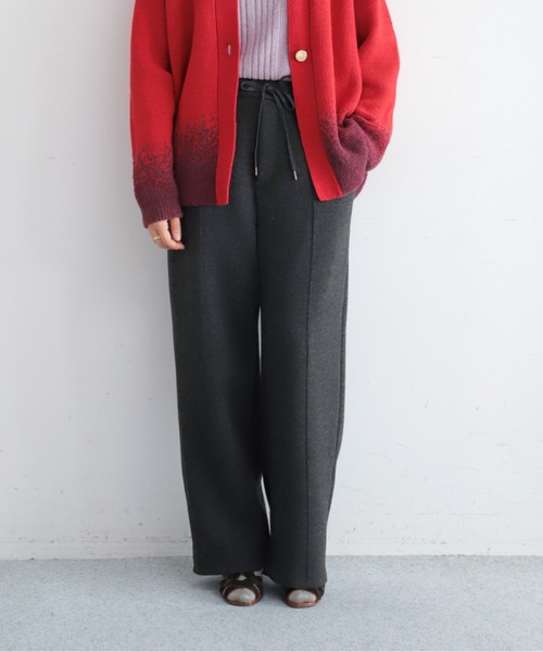 NOMBRE IMPAIR(ノンブルアンペール)の「ダブルフェイスカット リブボーダーパンツ(その他パンツ・レディース・グレー/チャコールグレー・FREE)」の1枚目の写真