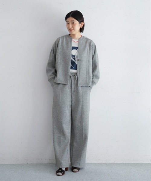 NOMBRE IMPAIR(ノンブルアンペール)の「ダブルフェイスカット リブボーダーパンツ(その他パンツ・レディース・グレー/チャコールグレー・FREE)」の12枚目の写真