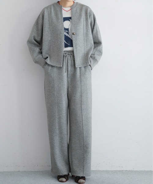 NOMBRE IMPAIR(ノンブルアンペール)の「ダブルフェイスカット リブボーダーパンツ(その他パンツ・レディース・グレー/チャコールグレー・FREE)」の15枚目の写真
