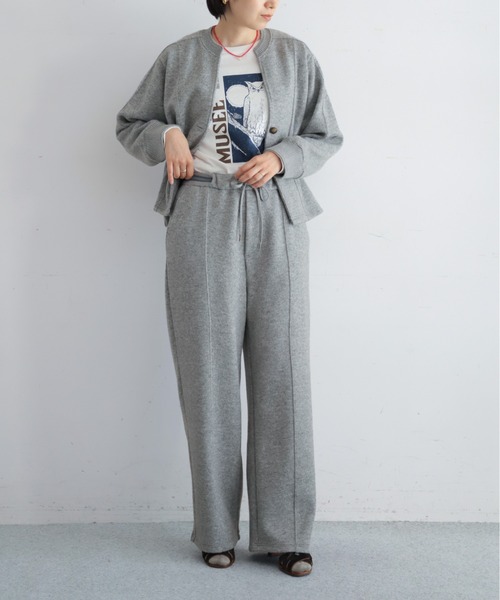 NOMBRE IMPAIR(ノンブルアンペール)の「ダブルフェイスカット リブボーダーパンツ(その他パンツ・レディース・グレー/チャコールグレー・FREE)」の9枚目の写真