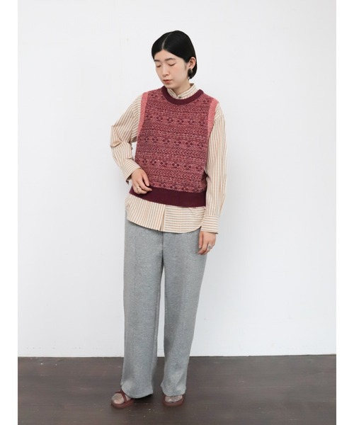 NOMBRE IMPAIR(ノンブルアンペール)の「ダブルフェイスカット リブボーダーパンツ(その他パンツ・レディース・グレー/チャコールグレー・FREE)」の20枚目の写真