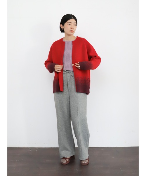 NOMBRE IMPAIR(ノンブルアンペール)の「ダブルフェイスカット リブボーダーパンツ(その他パンツ・レディース・グレー/チャコールグレー・FREE)」の18枚目の写真