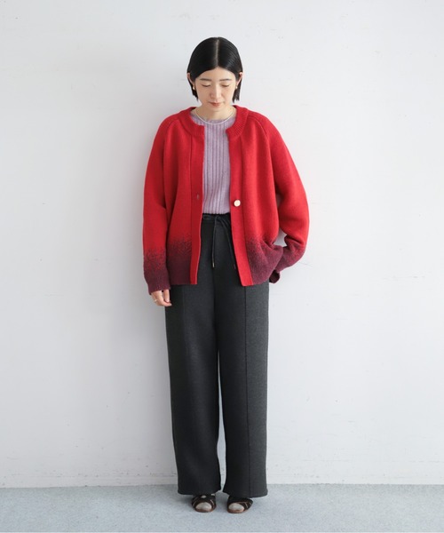 NOMBRE IMPAIR(ノンブルアンペール)の「ダブルフェイスカット リブボーダーパンツ(その他パンツ・レディース・グレー/チャコールグレー・FREE)」の3枚目の写真