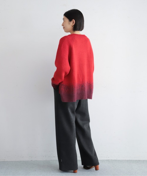 NOMBRE IMPAIR(ノンブルアンペール)の「ダブルフェイスカット リブボーダーパンツ(その他パンツ・レディース・グレー/チャコールグレー・FREE)」の5枚目の写真