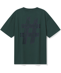 ヴィンテージハッシュタグオーバーサイズ半袖Tシャツ(ダークグリーン)