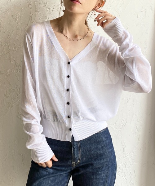 She's Closet(シーズクローゼット)の「Vネック配色バイカードルマンシアーカーディガン(カーディガン/ボレロ・レディース・ブラック/レッド/ブラウン/オフホワイト・FREE)」の2枚目の写真