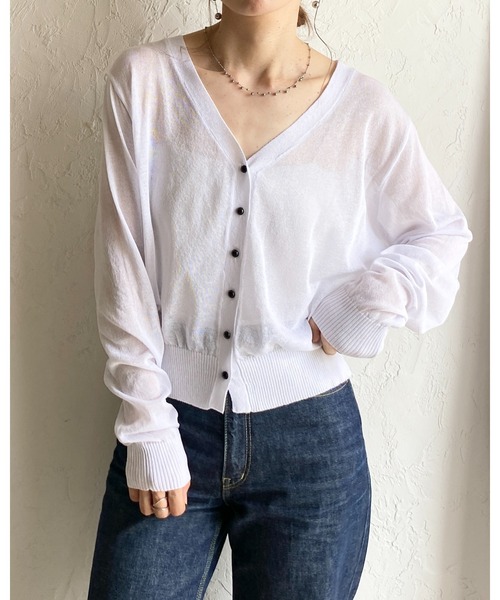 She's Closet(シーズクローゼット)の「Vネック配色バイカードルマンシアーカーディガン(カーディガン/ボレロ・レディース・ブラック/レッド/ブラウン/オフホワイト・FREE)」の14枚目の写真