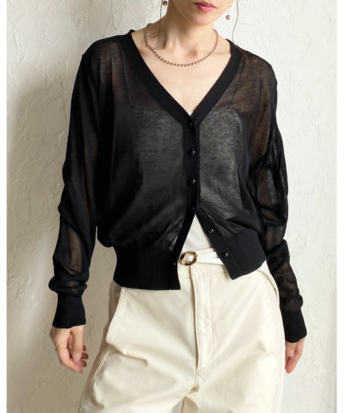 She's Closet(シーズクローゼット)の「Vネック配色バイカードルマンシアーカーディガン(カーディガン/ボレロ・レディース・ブラック/レッド/ブラウン/オフホワイト・FREE)」の17枚目の写真