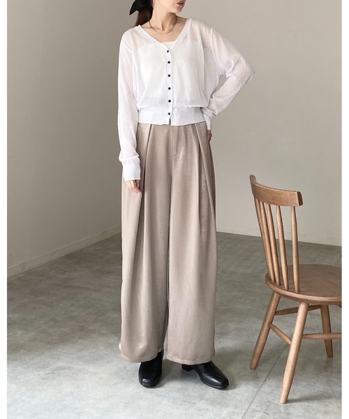 She's Closet(シーズクローゼット)の「Vネック配色バイカードルマンシアーカーディガン(カーディガン/ボレロ・レディース・ブラック/レッド/ブラウン/オフホワイト・FREE)」の19枚目の写真