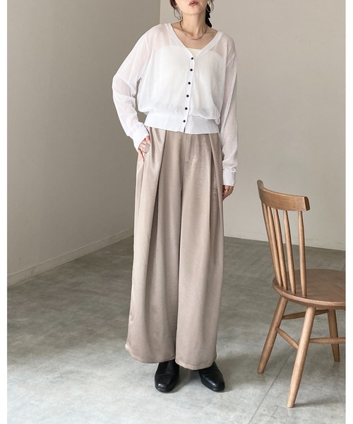 She's Closet(シーズクローゼット)の「Vネック配色バイカードルマンシアーカーディガン(カーディガン/ボレロ・レディース・ブラック/レッド/ブラウン/オフホワイト・FREE)」の20枚目の写真