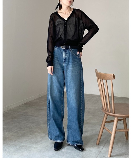 She's Closet(シーズクローゼット)の「Vネック配色バイカードルマンシアーカーディガン(カーディガン/ボレロ・レディース・ブラック/レッド/ブラウン/オフホワイト・FREE)」の21枚目の写真