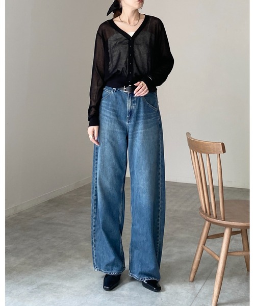 She's Closet(シーズクローゼット)の「Vネック配色バイカードルマンシアーカーディガン(カーディガン/ボレロ・レディース・ブラック/レッド/ブラウン/オフホワイト・FREE)」の22枚目の写真