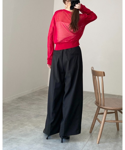 She's Closet(シーズクローゼット)の「Vネック配色バイカードルマンシアーカーディガン(カーディガン/ボレロ・レディース・ブラック/レッド/ブラウン/オフホワイト・FREE)」の6枚目の写真