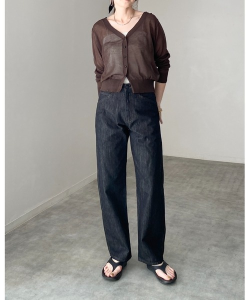She's Closet(シーズクローゼット)の「Vネック配色バイカードルマンシアーカーディガン(カーディガン/ボレロ・レディース・ブラック/レッド/ブラウン/オフホワイト・FREE)」の7枚目の写真