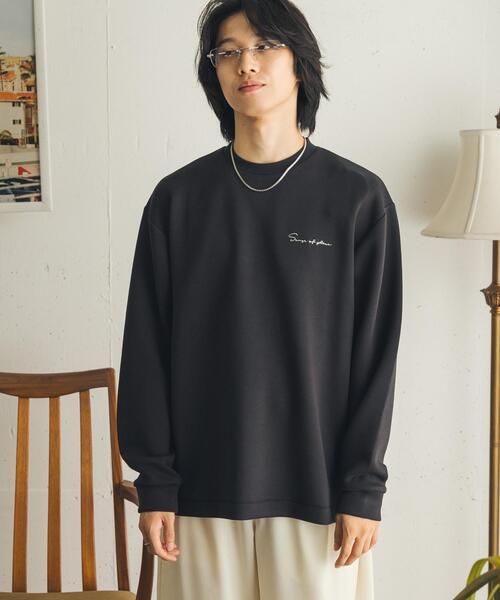 SENSE OF PLACE by URBAN RESEARCH（センスオブプレイスバイアーバンリサーチ）の「『イージーケア/吸水速乾』シシュウダンボールポンチロングスリーブTシャツ（Tシャツ/カットソー・メンズ・ブラック/ホワイト/ダークブラウン/ブルー系その他/ライトベージュ・LARGE/MEDIUM）」の7枚目の写真