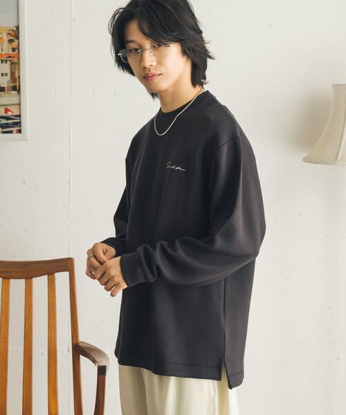 SENSE OF PLACE by URBAN RESEARCH（センスオブプレイスバイアーバンリサーチ）の「『イージーケア/吸水速乾』シシュウダンボールポンチロングスリーブTシャツ（Tシャツ/カットソー・メンズ・ブラック/ホワイト/ダークブラウン/ブルー系その他/ライトベージュ・LARGE/MEDIUM）」の22枚目の写真