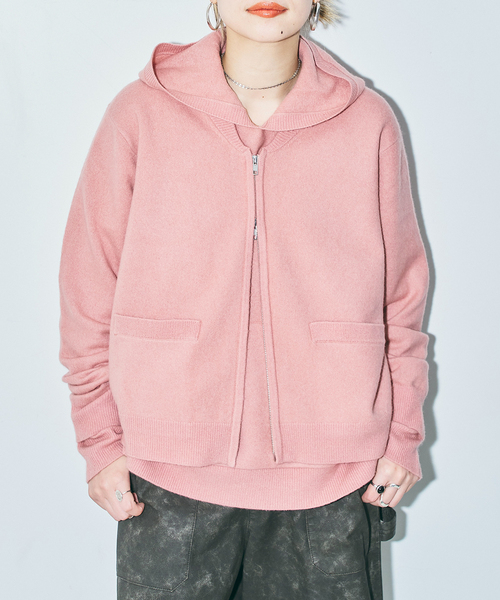 CITYSHOP（シティーショップ）の「ZIP UP KNIT BLOUSON：カーディガン（ニット/セーター・レディース・ベージュ/チャコールグレー/ピンク・FREE）」の3枚目の写真