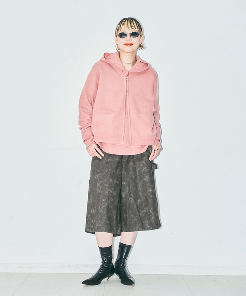 CITYSHOP（シティーショップ）の「ZIP UP KNIT BLOUSON：カーディガン（ニット/セーター・レディース・ベージュ/チャコールグレー/ピンク・FREE）」の6枚目の写真