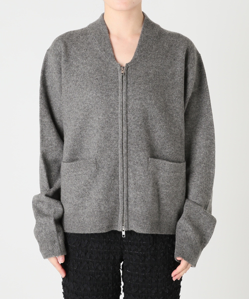 CITYSHOP（シティーショップ）の「ZIP UP KNIT BLOUSON：カーディガン（ニット/セーター・レディース・ベージュ/チャコールグレー/ピンク・FREE）」の7枚目の写真