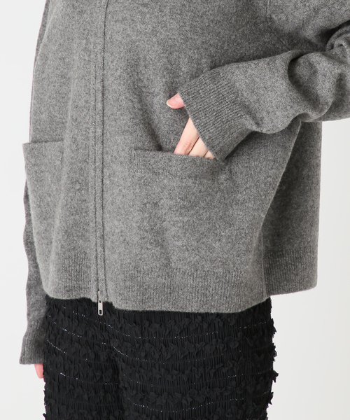 CITYSHOP（シティーショップ）の「ZIP UP KNIT BLOUSON：カーディガン（ニット/セーター・レディース・ベージュ/チャコールグレー/ピンク・FREE）」の12枚目の写真