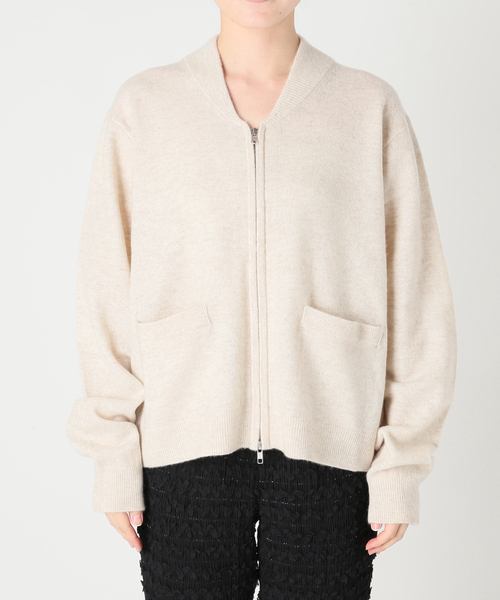 CITYSHOP（シティーショップ）の「ZIP UP KNIT BLOUSON：カーディガン（ニット/セーター・レディース・ベージュ/チャコールグレー/ピンク・FREE）」の15枚目の写真