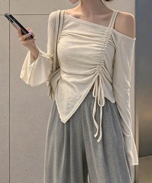 MAISON DE THERESE(メゾン ド テレーズ)の「オフショルダー ギャザードローコード フレアスリーブ ロンT(シャツ/ブラウス・レディース・Black/GRAY/White・M)」の21枚目の写真